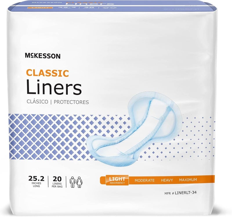 McKesson Incontinence Pads for Adult Women and Men Pack of 20 Bladder Control and Postpartum Liners Light Absorbency - Image 1