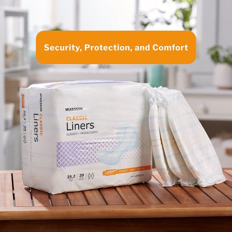McKesson Incontinence Pads for Adult Women and Men Pack of 20 Bladder Control and Postpartum Liners Light Absorbency - Image 2