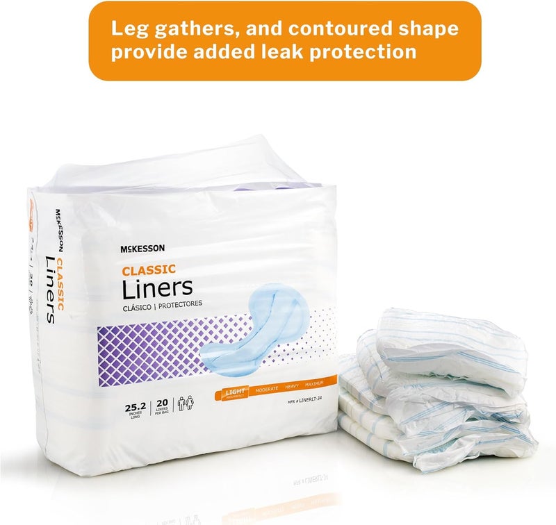 McKesson Incontinence Pads for Adult Women and Men Pack of 20 Bladder Control and Postpartum Liners Light Absorbency - Image 4