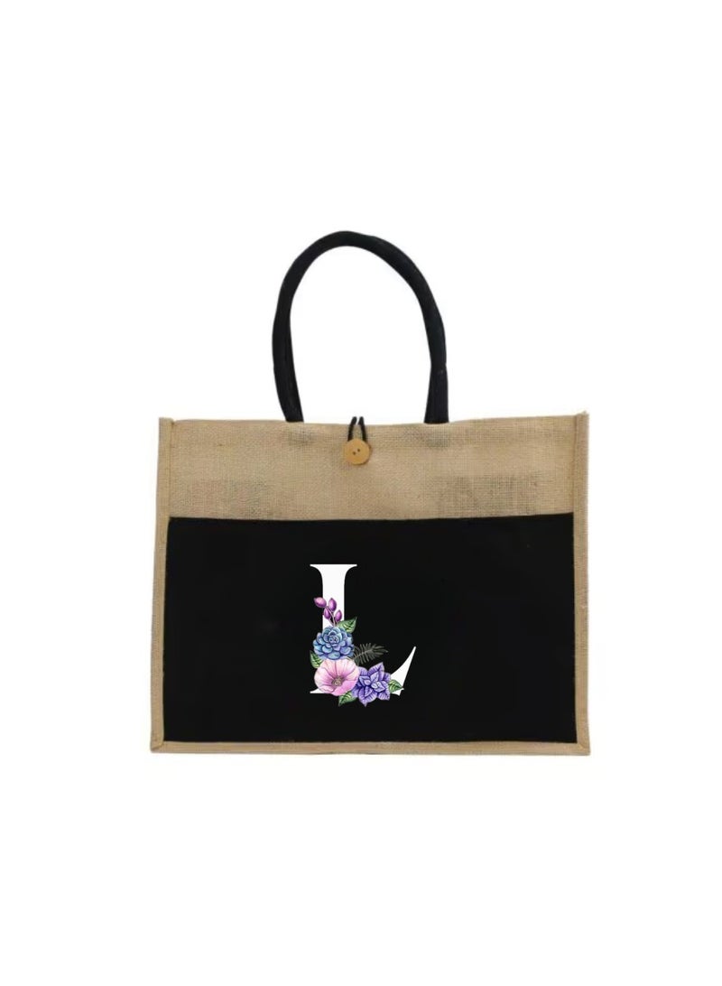 PRINTSHOP4ME Jute Bag Initial Letter Printed Design–Reusable,Durable Tote Bag For Gifting Or Everyday Use|Used For Festive Celebrations&Gifts For Special Person  - Image 2