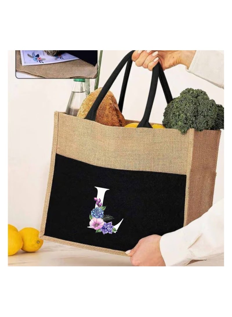 PRINTSHOP4ME Jute Bag Initial Letter Printed Design–Reusable,Durable Tote Bag For Gifting Or Everyday Use|Used For Festive Celebrations&Gifts For Special Person  - Image 3