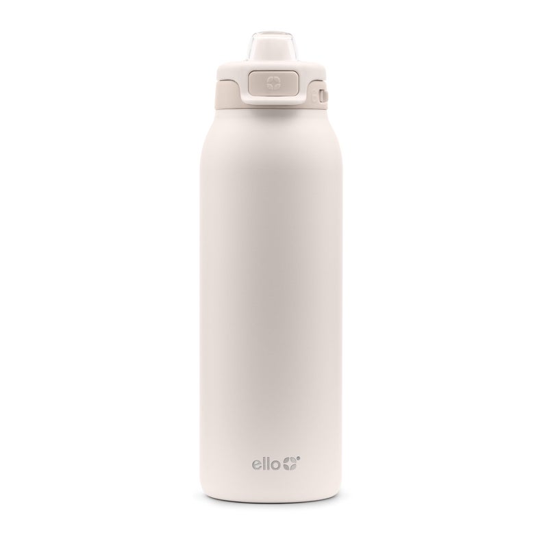 Ello Pop  Fill 32oz Stainless Steel Water Bottle with Quick Fill Technology Double Walled and Vacuum Insulated Metal Leak Proof Locking Lid Sip and Chug Reusable BPA Free Tonal Cream