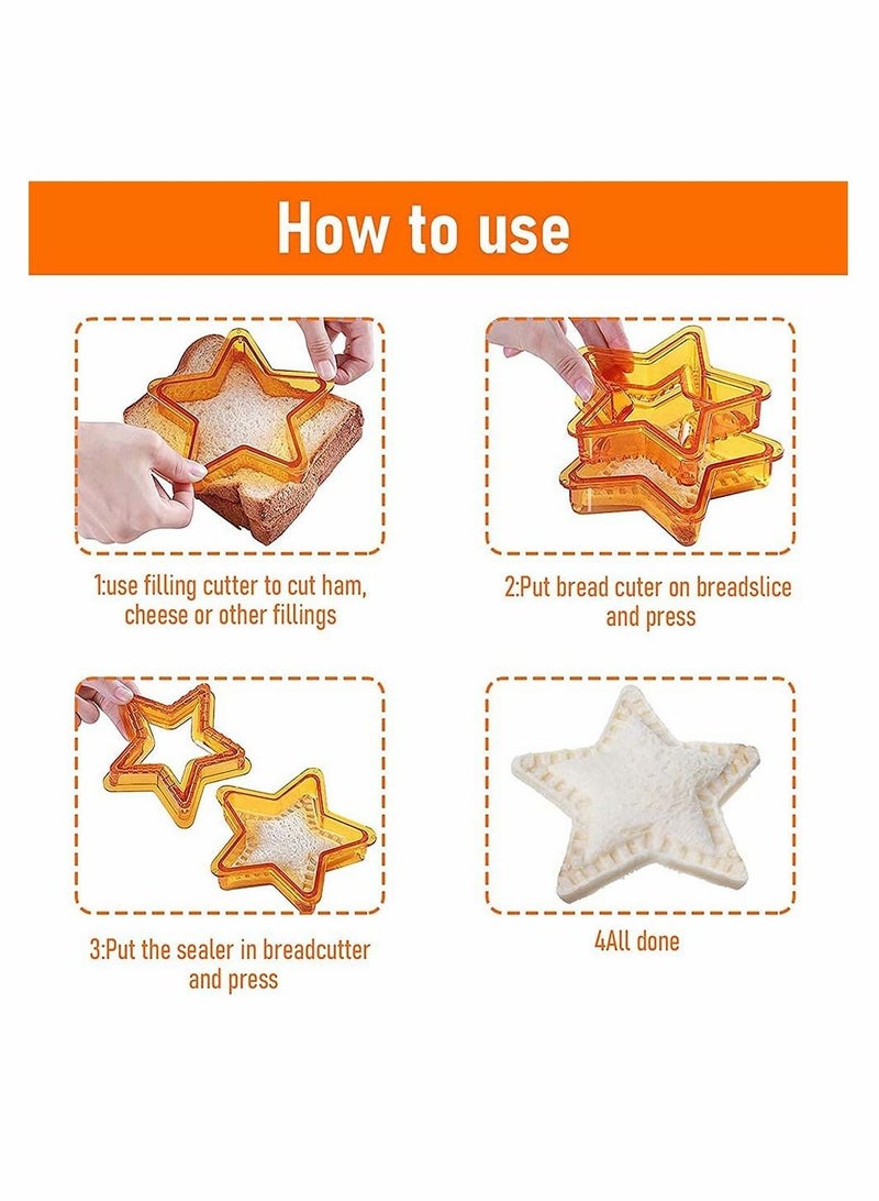 KASTWAVE Sandwich Cutter And Sealing Machine, 3 Sets Of Children'S Bento Sandwich Cutter Bento Box Non-Crusting Sandwich Maker, Star-Shaped Sandwich Scourer Mold For Boys And Girls  - Image 3
