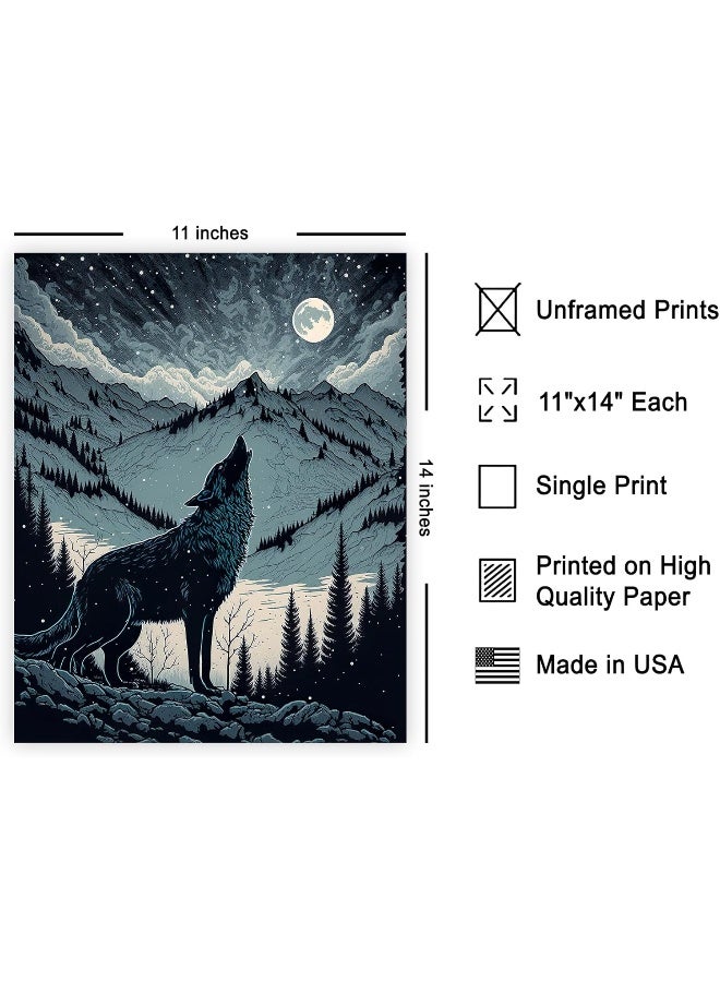 Poster Master Howling Wolf Poster - Moon Print - Mountain Art - Image 2