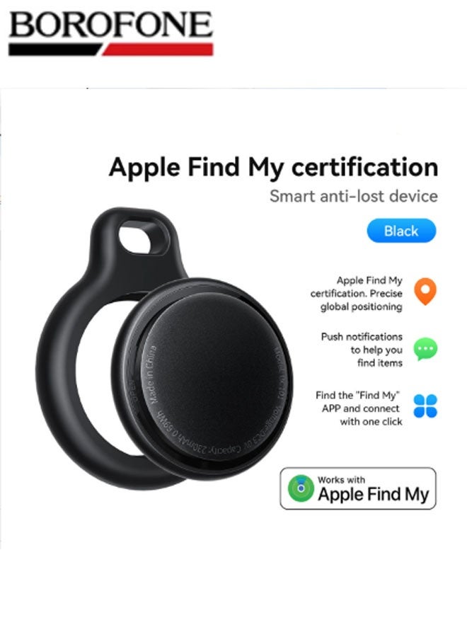 بوروفون جهاز Airtag الذكي المضاد للضياع للحيوانات الأليفة، متوافق مع أجهزة Apple والمركبات والمفاتيح والأمتعة وغيرها – الحل الأمثل المضاد للضياع (أسود) - Image 1