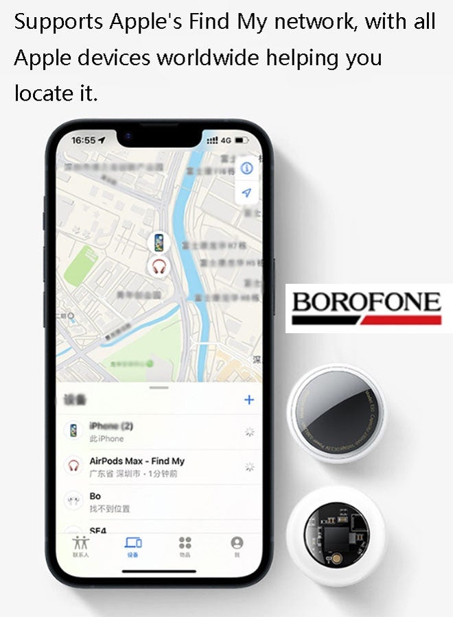 بوروفون جهاز Airtag الذكي المضاد للضياع للحيوانات الأليفة، متوافق مع أجهزة Apple والمركبات والمفاتيح والأمتعة وغيرها – الحل الأمثل المضاد للضياع (أسود) - Image 2