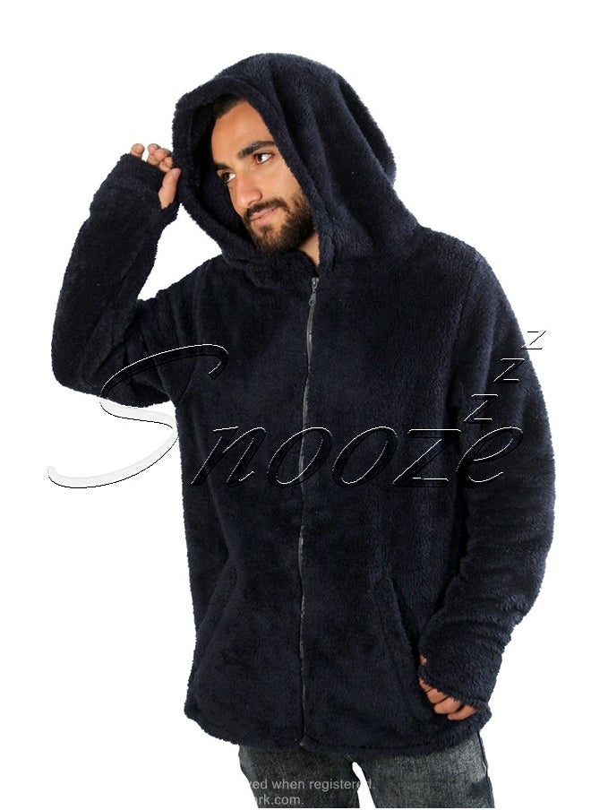 snooze Snooze Home Wear Jacket With Hodi, Dark blue  - Image 1