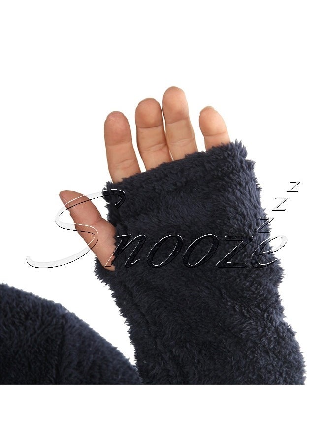 snooze Snooze Home Wear Jacket With Hodi, Dark blue  - Image 3