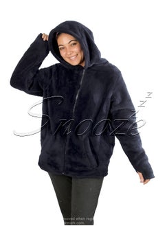 snooze Snooze Home Wear Jacket With Hodi, Dark blue  - Image 2