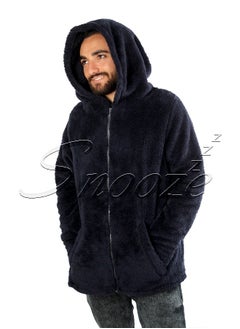snooze Snooze Home Wear Jacket With Hodi, Dark blue  - Image 4
