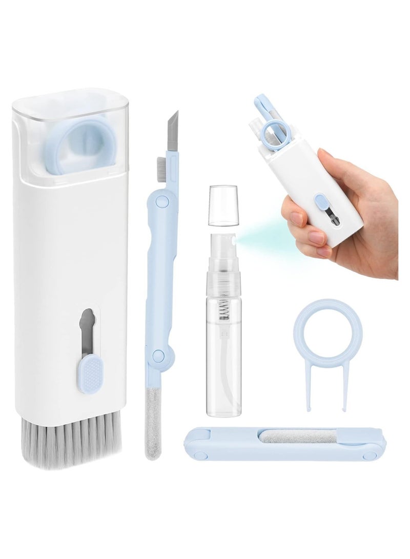Bluetooth Earbuds Cleaning Pen, 7 in 1 Electronics Cleaner Kit, Laptop Screen Keyboard Earbud Cleaner Multifunctional Cleaning Brush Tool Key Remover for PC Monitor, Phone, Headphone (Blue) - Image 1