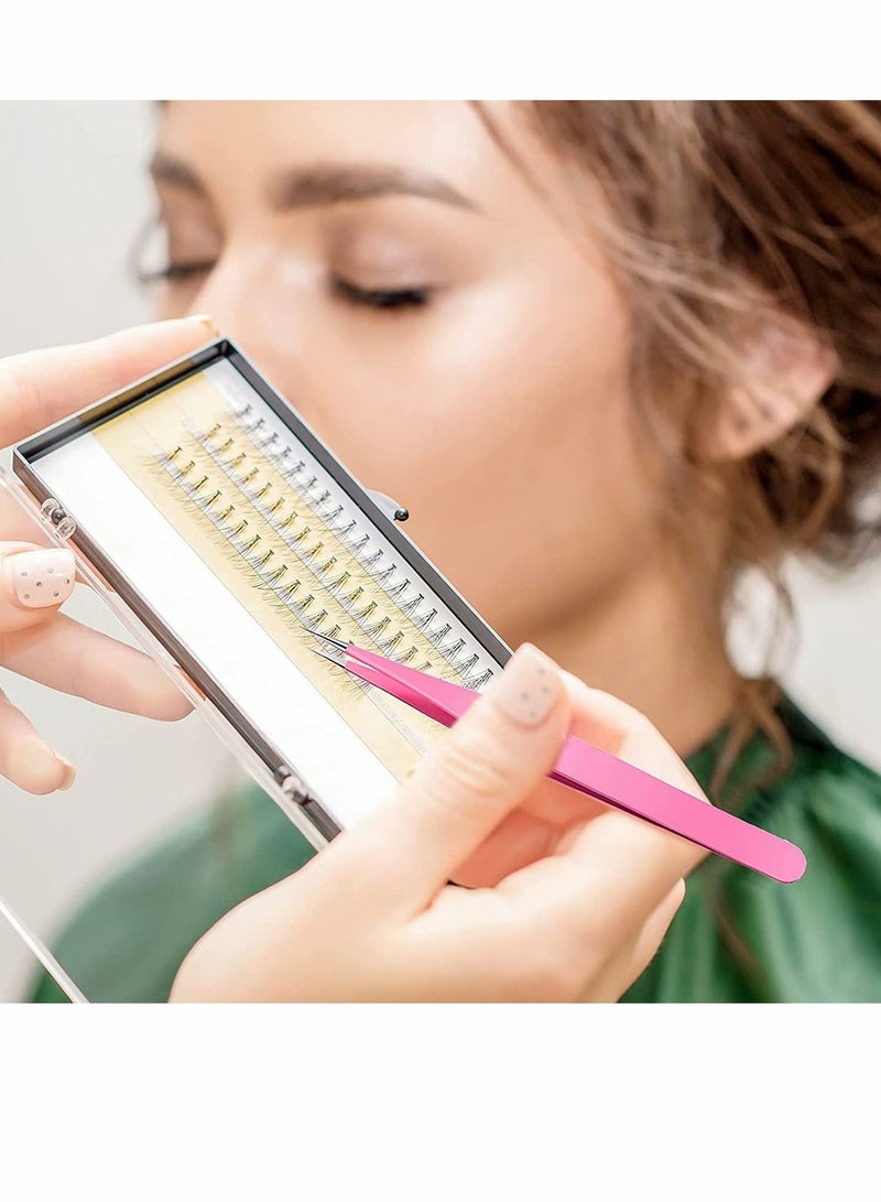 Excefore مجموعة ملاقط تمديد الرموش، 6 قطع ملاقط رموش من الفولاذ المقاوم للصدأ، ملاقط دقيقة منحنية، ملاقط من الفولاذ المقاوم للصدأ بطرف مستقيم ومنحنٍ - Image 4