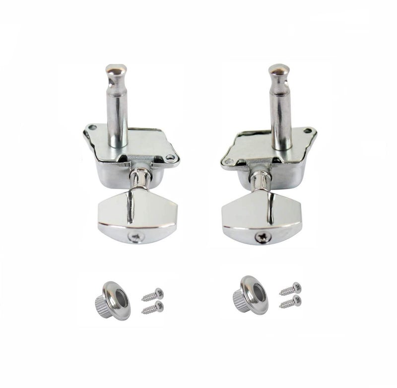 Mozart Tuning Pegs Silver for Acoustic Guitar – 1R+1L (2 PCS) Chrome Plated Machine Heads | Durable Metal Tuners Keys with Screws & Ferrules - Image 3
