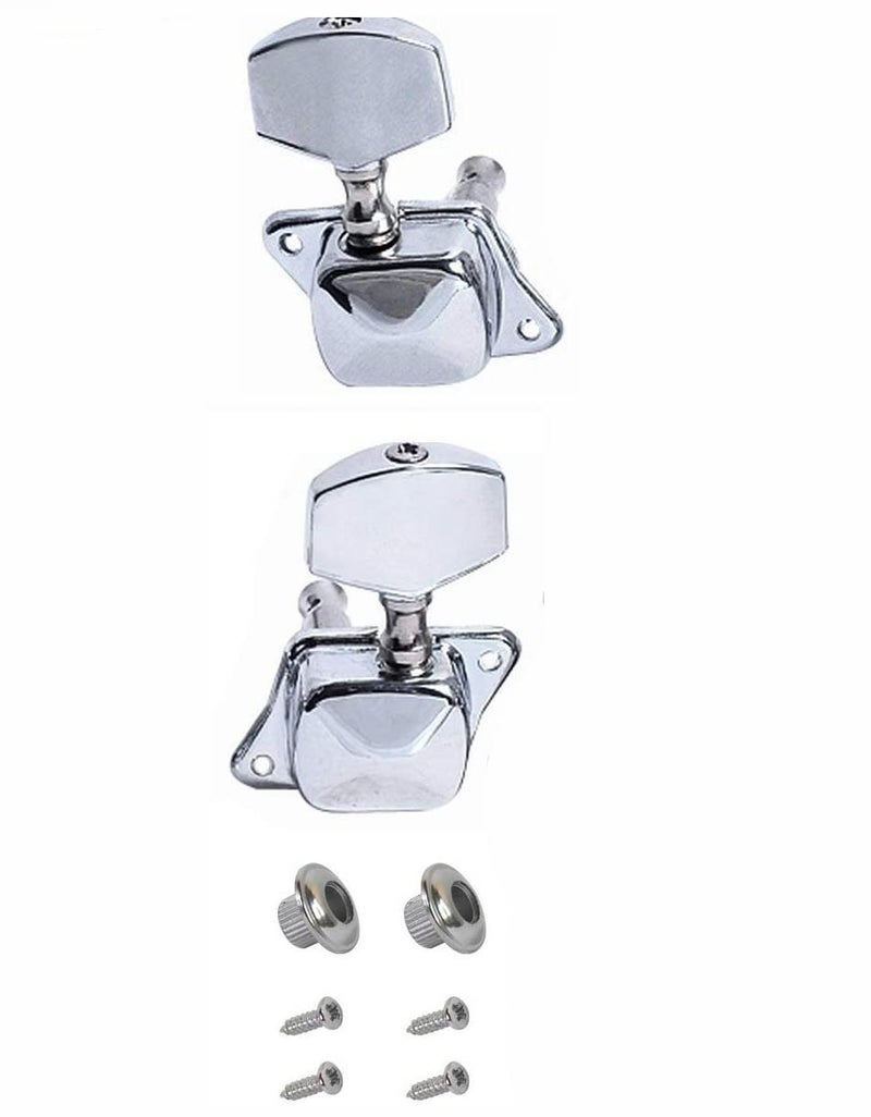 Mozart Tuning Pegs Silver for Acoustic Guitar – 1R+1L (2 PCS) Chrome Plated Machine Heads | Durable Metal Tuners Keys with Screws & Ferrules - Image 2