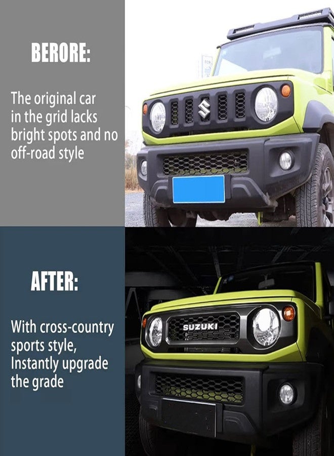 Mesh Grill for Suzuki Jimny, Front Grille compatible with Jimny 2019+ 3&5door Models, Black Honeycomb Mesh Design, Replacement Bumper Grill (With logo) - Image 3