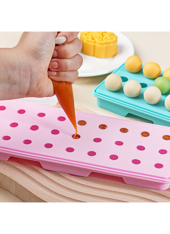 Generic - Silicone Milk Yellow Flow Heart Filling Moon Cake Mold Round Spherical Chocolate Yogurt Frozen Ice Cube Ice Tray Box Home Baking-Specifications:27 Holes 1.7cm About 3G (raspberry Powder) With Lid-Color:As Shown In The Figure - Image 1