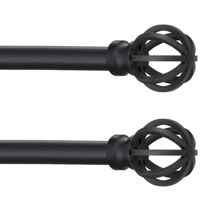 BLACK CURTAIN RODS FOR WINDOWS 28 TO 48 INCH 2 PACK 58 DIAMETER HEAVY DUTY METAL ADJUSTABLE SMALL DRAPERY ROD WITH BRACKET