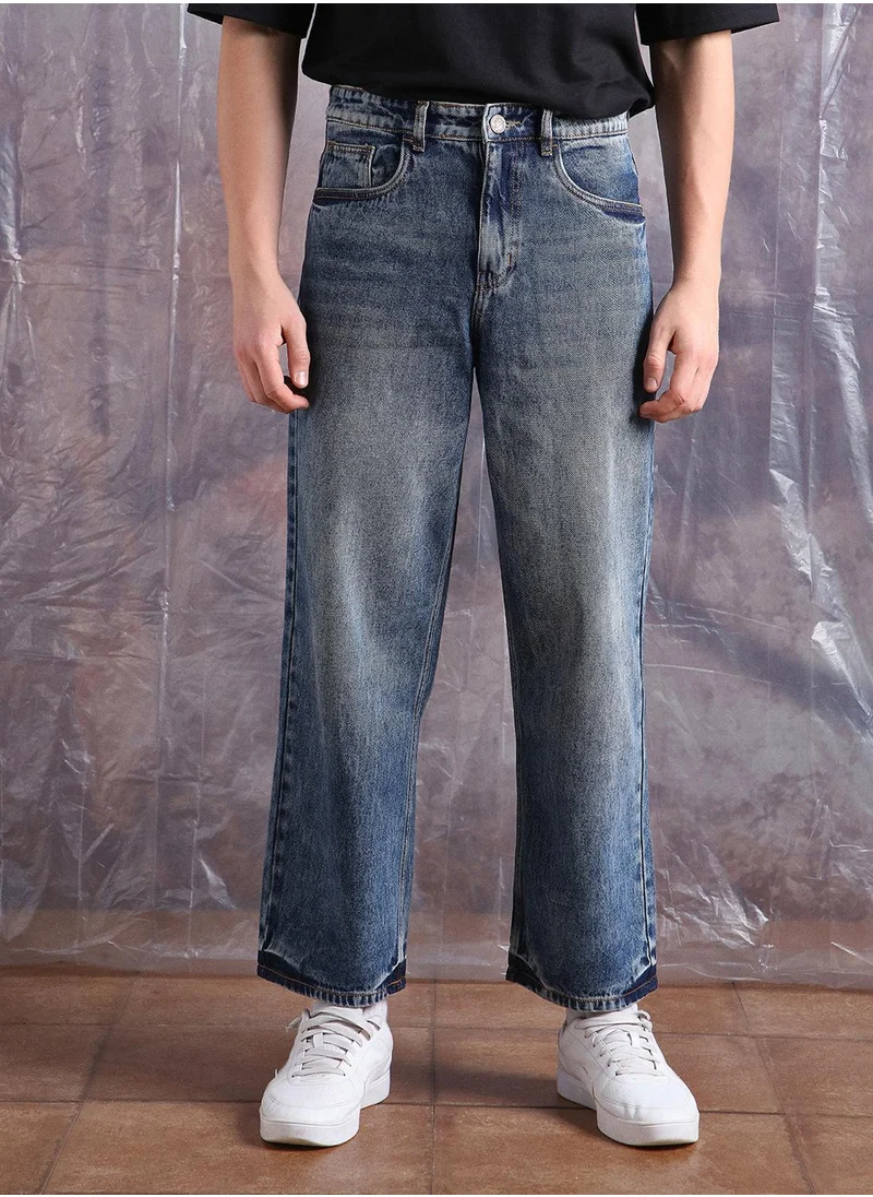 Hubberholme Indigo Baggy Jeans Washed design crafted from 100% Cotton with Button closure.