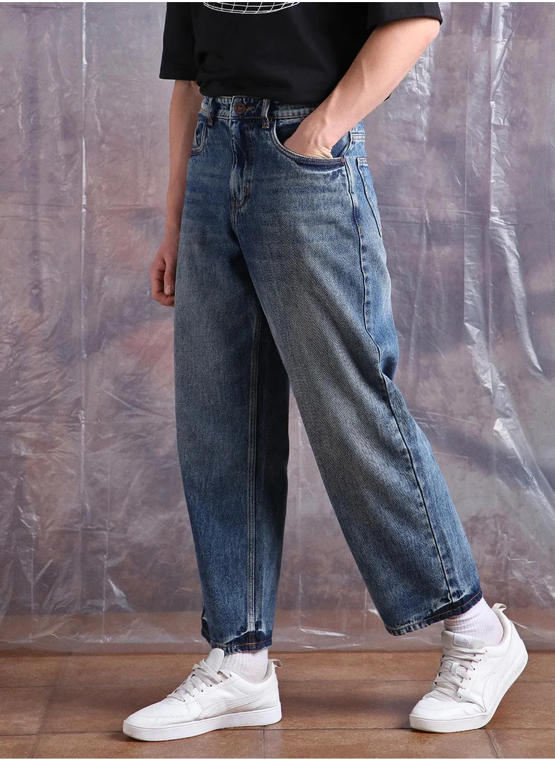 Hubberholme Indigo Baggy Jeans Washed design crafted from 100% Cotton with Button closure.