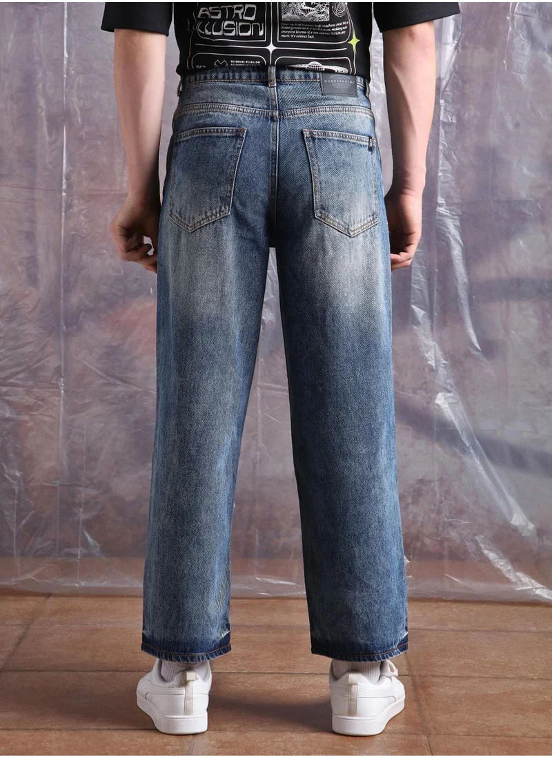 Hubberholme Indigo Baggy Jeans Washed design crafted from 100% Cotton with Button closure.