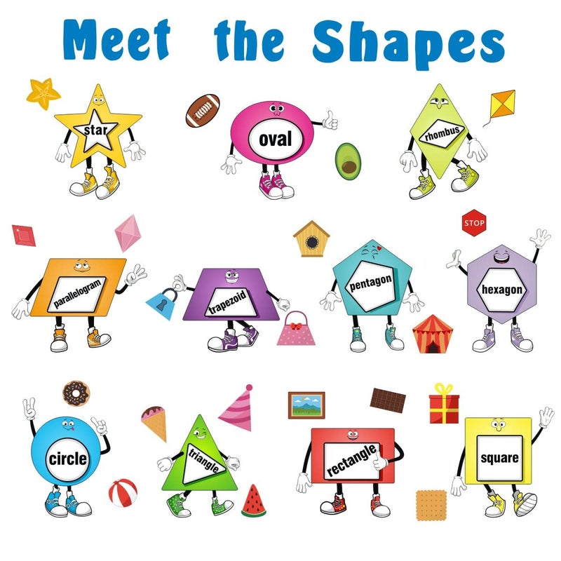 IARTTOP Colorful Shapes Wall Stickers Educational Learning Geometry Wall Decals Removable Wall Stickers for Kids Bedroom Preschool Kids Playroom Nursery Wall Decor Toddler Classroom Decoration