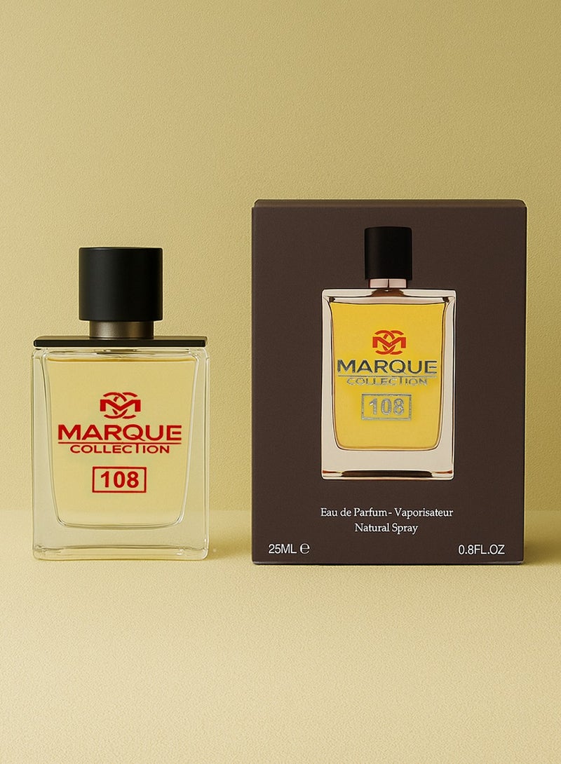 MARQUE COLLECTION Woody Perfume for Men – Marque Collection No. 108 | Long Lasting Perfume for Men with Citrus & Mossy Accords | 25ml - Image 1