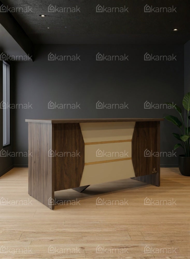 Karnak Dedaina Office Desk 120cm with 3 Drawers & Lock Storage Workstation | Wooden table for Home & Office (Walnut) - Image 3