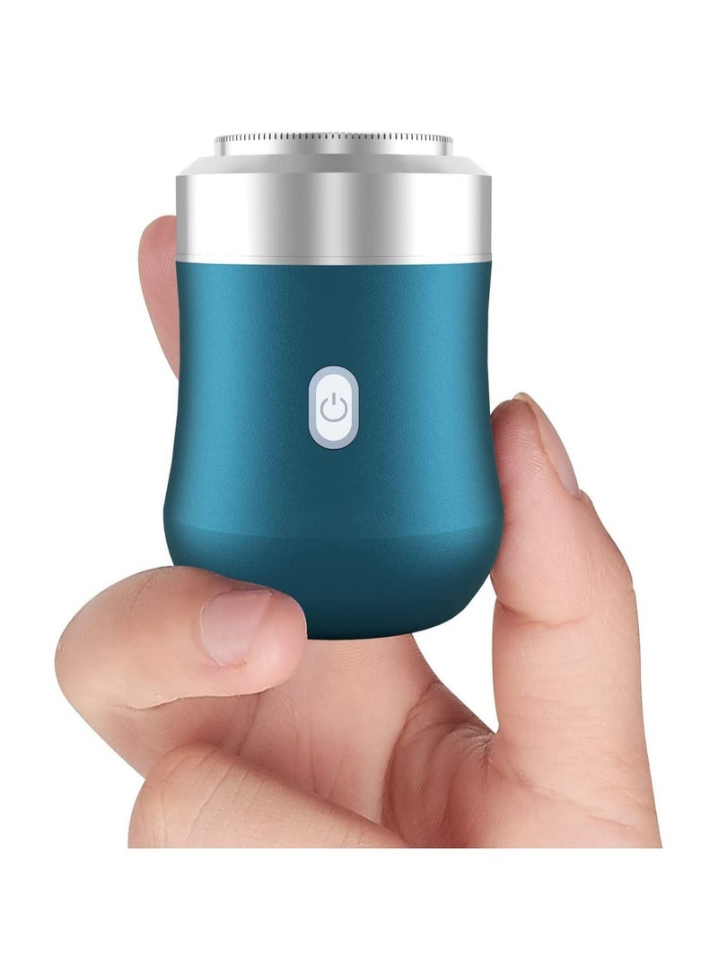 Electric Razor Pocket Size Mini Portable Shaver Travel Charging Easy One-Button Use Suitable for Home Car Travel (Blue) - Image 1