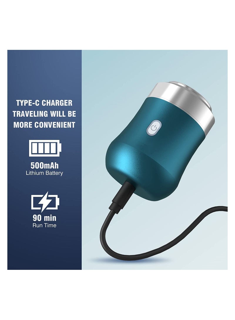 Electric Razor Pocket Size Mini Portable Shaver Travel Charging Easy One-Button Use Suitable for Home Car Travel (Blue) - Image 5