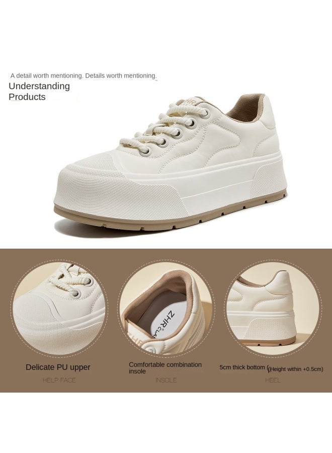 ZHR Platform Height Increase】back-to-school Season Versatile Casual Sneakers For Petite Women, Autumn Women's White Shoes, Flat Shoes For Women - Image 5
