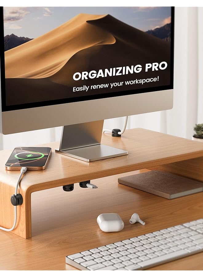 إيروريكس مجموعة من 6 منظم أسلاك ترقية قابلة للدوران بقفل زنبركي 1S وحامل كابلات لإدارة الأسلاك وحامل شاحن هاتف مكتبي ومنظم أسلاك USB لاصق لطاولة المكتب الليلية - Image 3