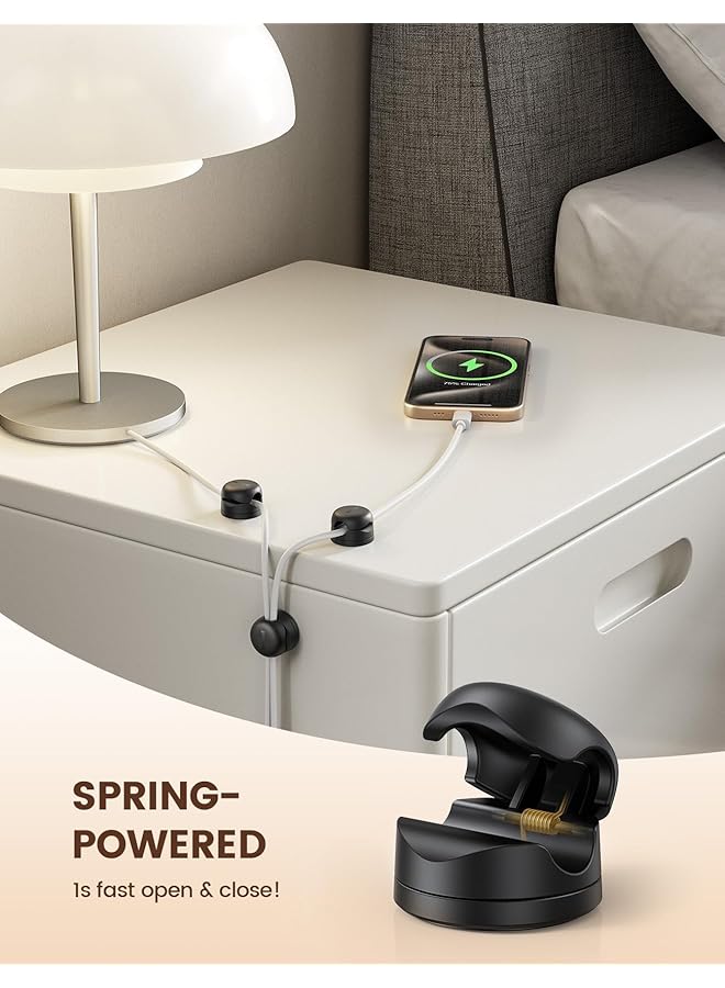 إيروريكس مجموعة من 6 منظم أسلاك ترقية قابلة للدوران بقفل زنبركي 1S وحامل كابلات لإدارة الأسلاك وحامل شاحن هاتف مكتبي ومنظم أسلاك USB لاصق لطاولة المكتب الليلية - Image 5