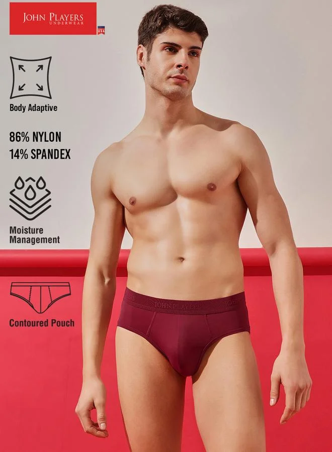John Players Maroon Solid Adaptive Briefs