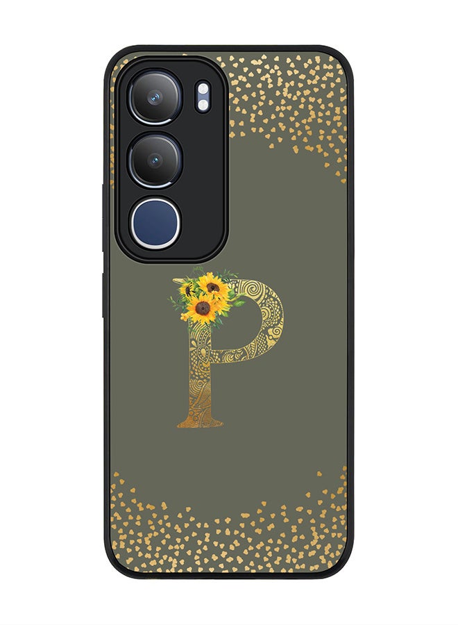 Stylizedd For vivo Y19s / Y19s Pro Case,Slim fit Camera Protection, Shockproof Thin Phone cover  - Custom Floral Monogram - P  (Olive Green )