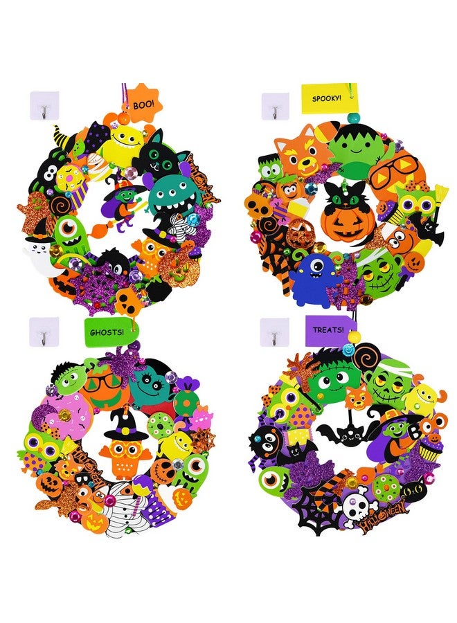 Winlyn 12-Pack Fall Crafts DIY Wreath Ornaments Decorations Art Sets with Foam Stickers - Halloween & Holiday Festive Projects for Kids & Classroom Activities - Image 1