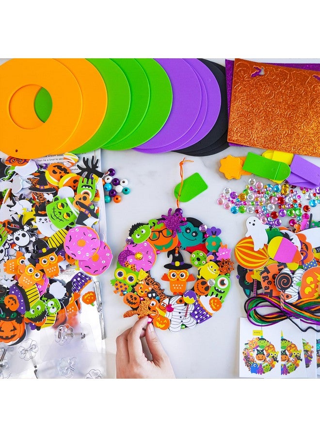 Winlyn 12-Pack Fall Crafts DIY Wreath Ornaments Decorations Art Sets with Foam Stickers - Halloween & Holiday Festive Projects for Kids & Classroom Activities - Image 2