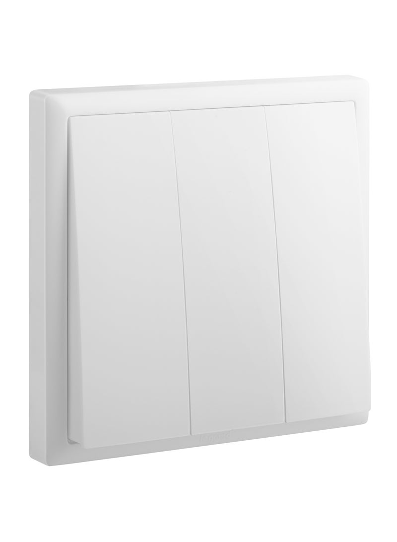 Legrand Eloe - 3 gang 1way switch - White