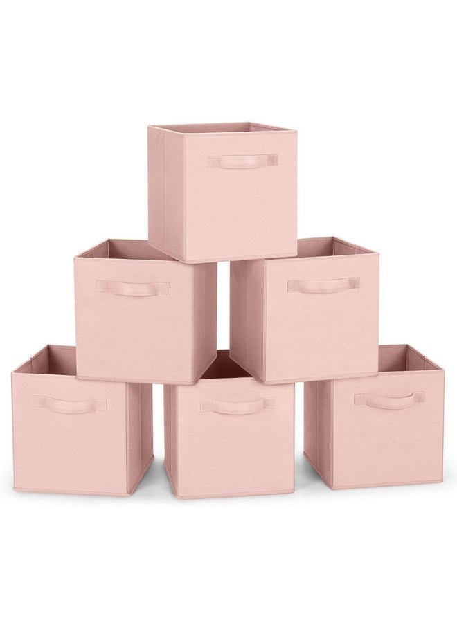 MaidMAX Fabric Storage Bins, Cloth Cube Storage Bins for Home Bedroom Closet Drawers Organizer, Foldable, Pink, 10.5×11 inches, Set of 6 - Image 1