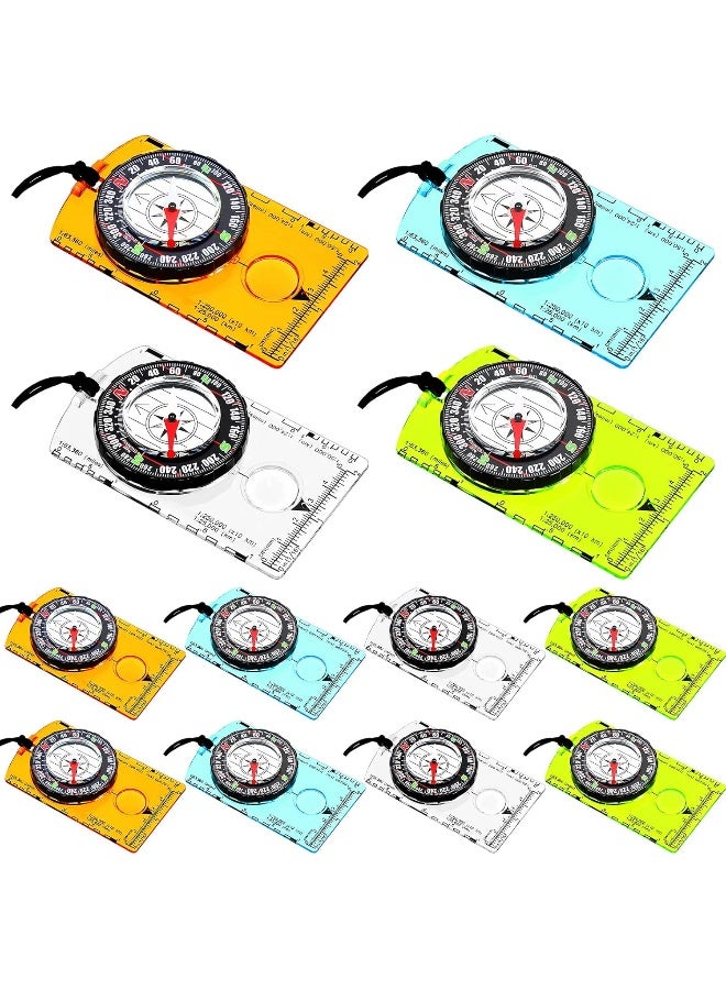 Kingdder Orienteering Compass Hiking Compass Outdoor Navigation Survival Compass Waterproof Map Reading Backpacking Compass Kids Camping Gear for Boy Scout Women Men Gifts, 4 Colors (12 Pieces) - Image 3