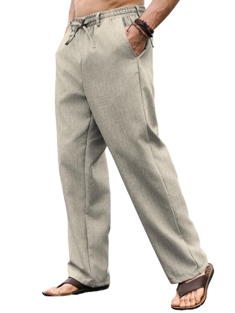 JVX Men Trouser || Lilen Trouser for Men || Lilen Pant (TROUSER-08) (in, Numeric, 34, Khakhi) - Image 1