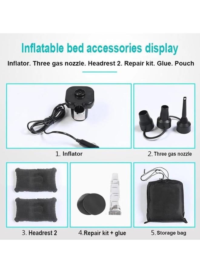 Generic Car Inflatable Bed Flocking Fabric Portable And Easy To Use Back Seat Mattress with Pump And Pillows for Children for Sleep Rest Travel Camping with Air Pump  - Image 4