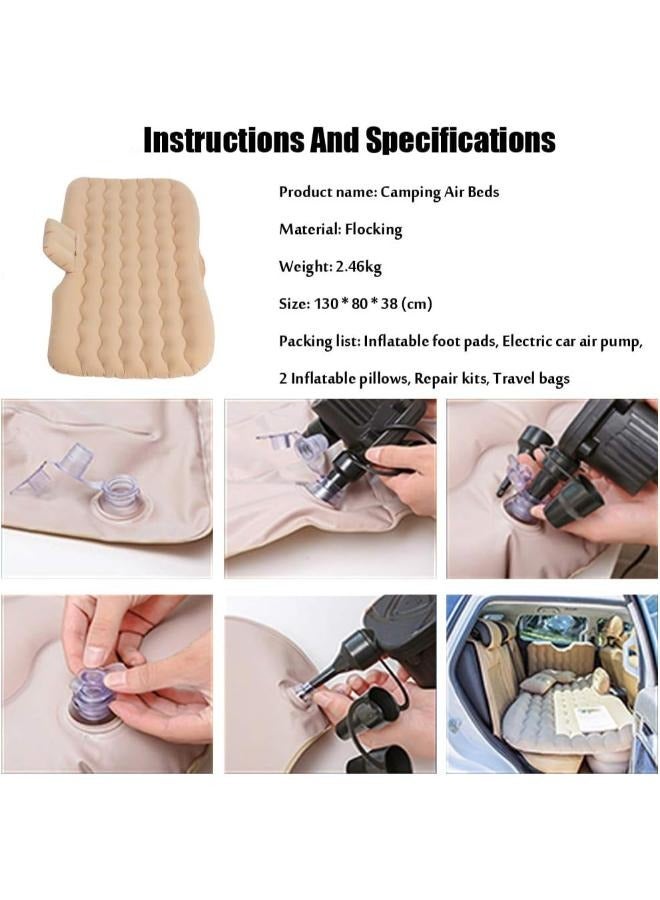 Generic Car Inflatable Bed Flocking Fabric Portable And Easy To Use Back Seat Mattress with Pump And Pillows for Children for Sleep Rest Travel Camping with Air Pump  - Image 2