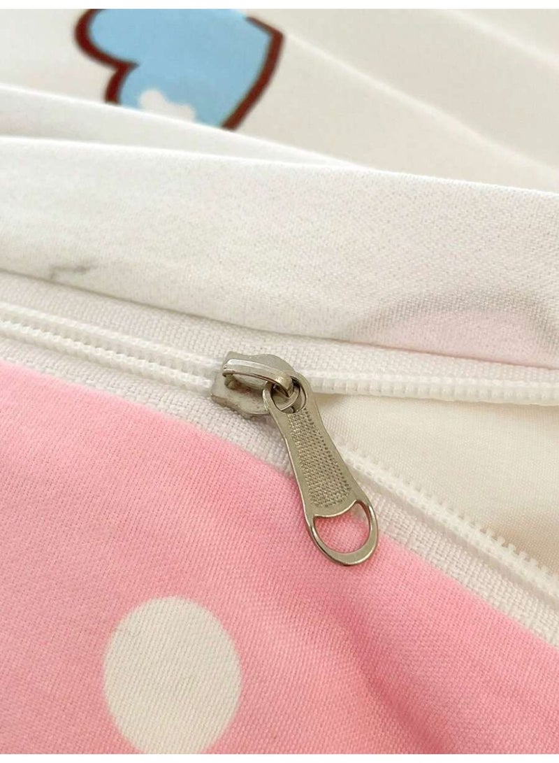 هالو كيتي طقم غطاء لحاف هيلو كيتي بنقشة قلوب – مفارش كيوت وردية بطابع كرتوني – غطاء لحاف مع أغطية وسائد (بدون حشوة) - (150*200 سم) - Image 5