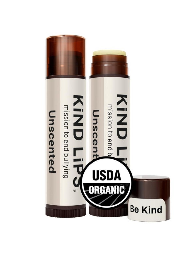 كيند ليبس مرطب شفاه عضوي غير معطر من Kind Lips معتمد من وزارة الزراعة الأمريكية، عبوة من قطعتين - مرطب شفاه خالٍ من العطور، مع شمع العسل وزيت جوز الهند، مرطب غير سام للبشرة الحساسة - Image 1