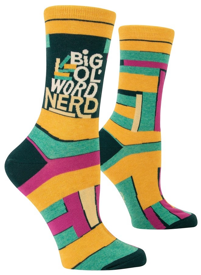 Blue Q big ol word nerd woman's crew socks - Image 1