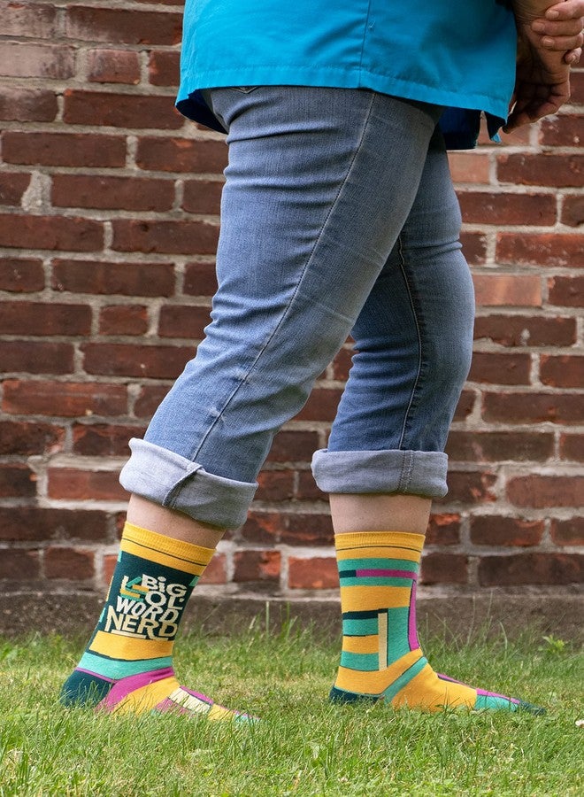 Blue Q big ol word nerd woman's crew socks - Image 3