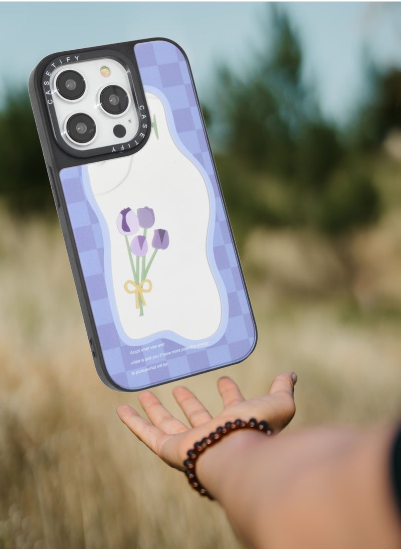 Casetify - iPhone 14 Pro Cover Floral Design Hard Phone Case Tempered Glass Back Cover - Image 1