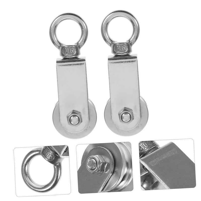 Heavy Duty Stainless Steel Wire Rope Pulley Block 2Pcs Smooth Bearing for Lifting - Image 3