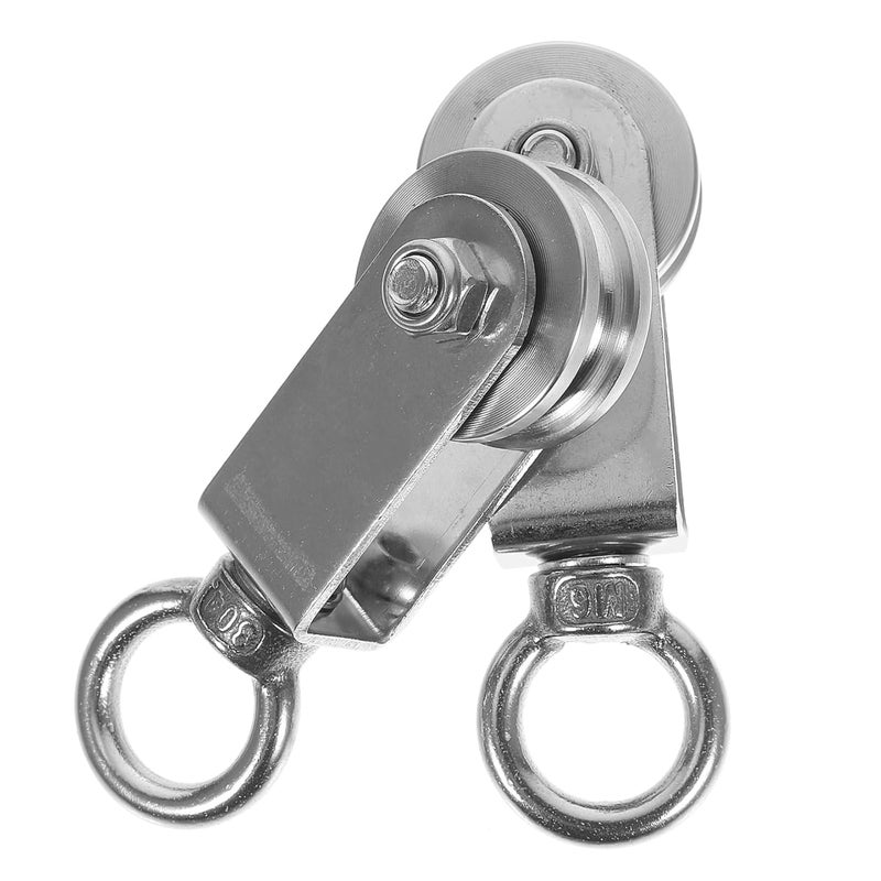 Heavy Duty Stainless Steel Wire Rope Pulley Block 2Pcs Smooth Bearing for Lifting - Image 1