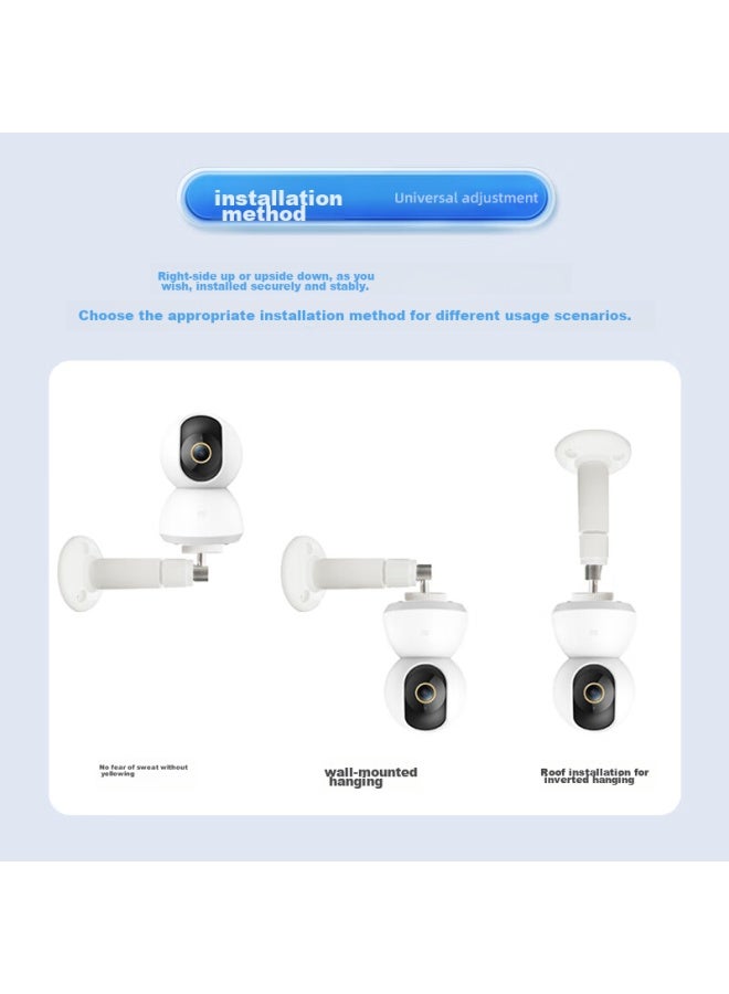 Trendsetter Compatible With Xiaomi Camera Mounts 2/3/4 Gimbal Version/2k Version/3pro/c300/c500/c700, Small White Surveillance Fixed Hanging Inverted Wall-mounted Installation Bracket - Image 3
